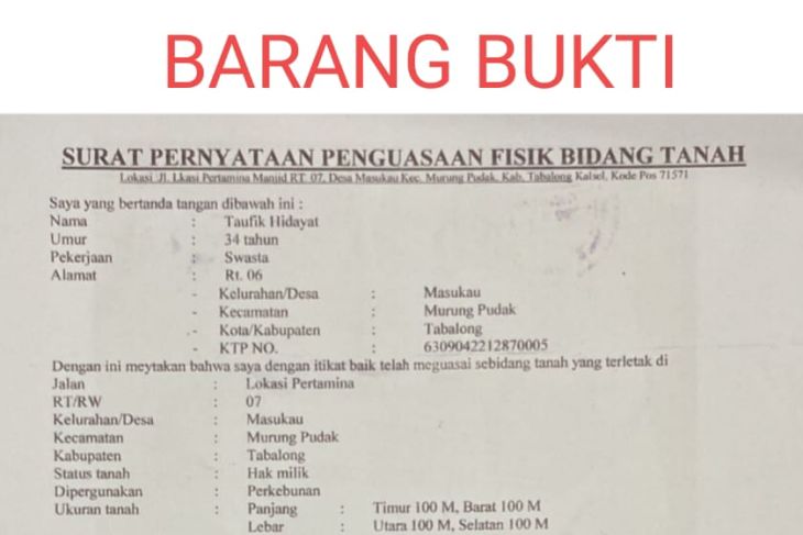 Polres Tabalong tangkap pelaku pemalsuan surat tanah