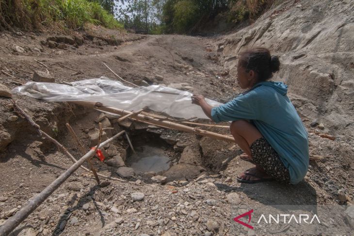 Warga berinisiatif membuat lubang air saat musim kemarau