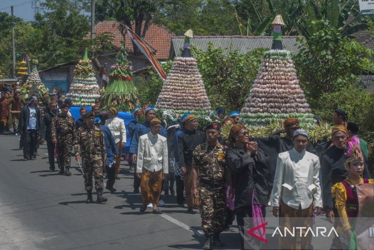 Kirab gunungan hasil bumi Saparan 