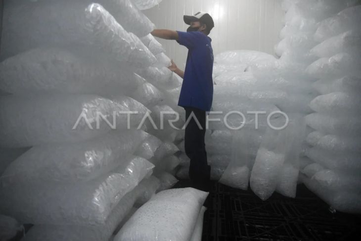 Produksi es batu kristal di Kota Bogor