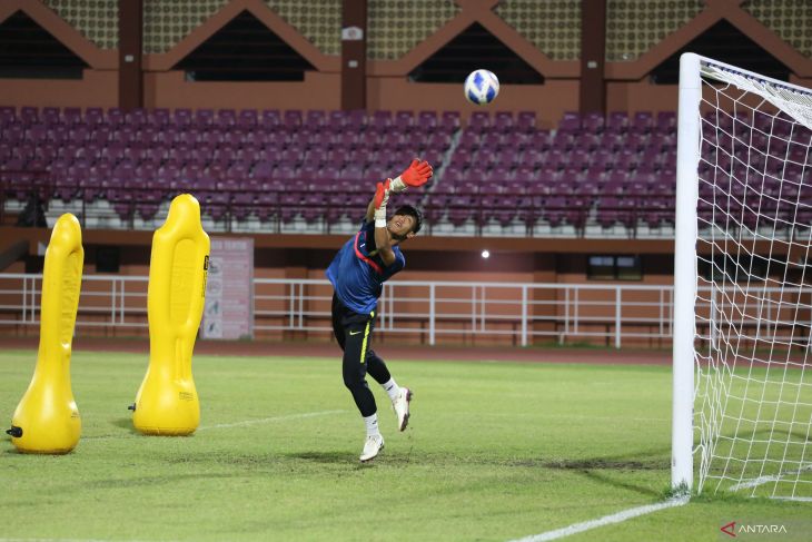 Latihan Timnas Malaysia U-19 jelang semifinal lawan Indonesia