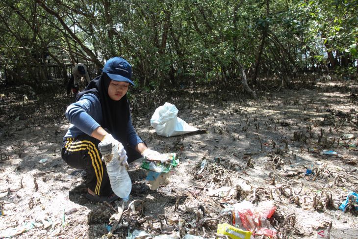 Aksi bersih sampah dan tanam mangrove di Hutan Mangrove Wonorejo