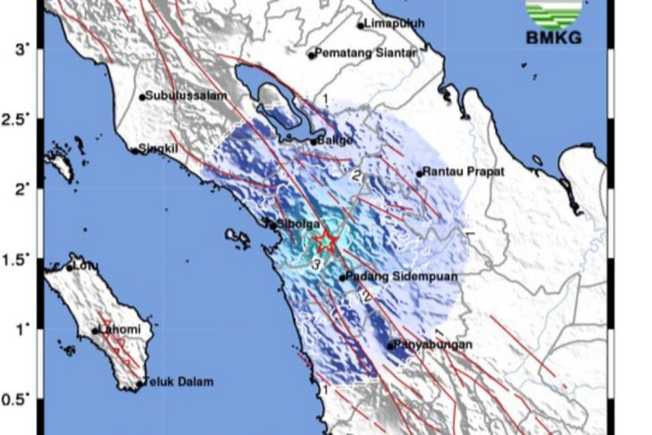 Gempa di Sibolga  akibat aktivitas sesar besar Sumatera segmen Toru