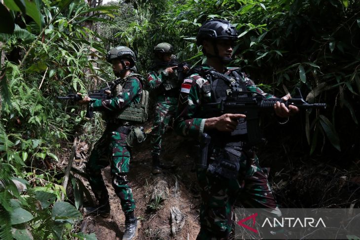 Satgas Pamtas Kostrad patroli Perbatasan Entikong