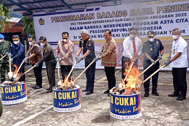 Bea Cukai Sumatera Bagian Timur musnahkan barang ilegal senilai Rp45,8 miliar