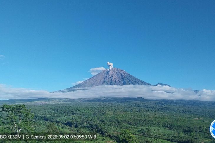 Semeru alami dua kali erupsi dengan tinggi letusan 700 meter