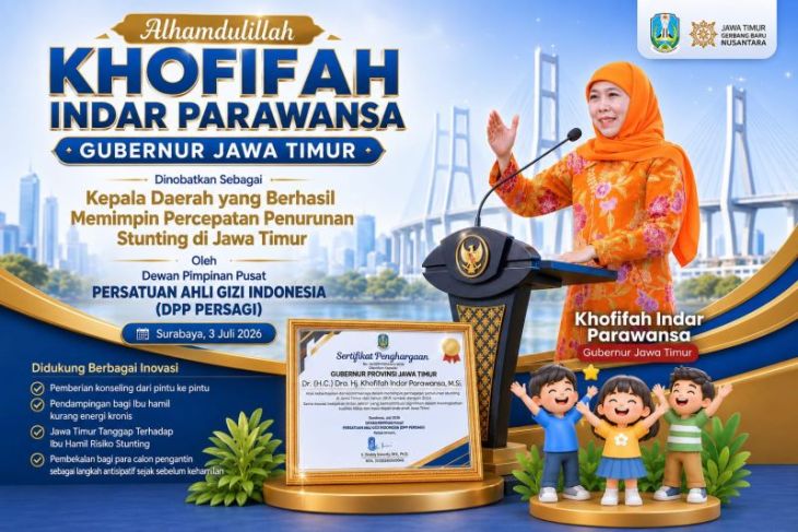 Khofifah raih penghargaan percepatan penurunan stunting Persagi