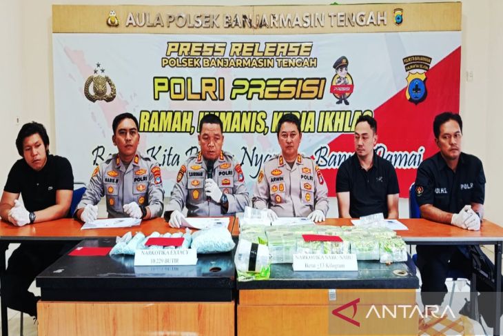 Polsek Banjarmasin Tengah bongkar jaringan narkoba 13 kg sabu dan 10 ribu ekstasi