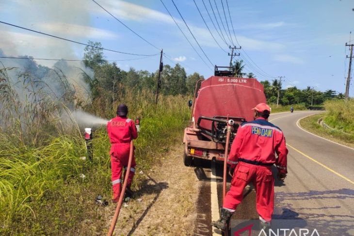 Damkar Belitung berhasil padamkan kebakaran lahan satu hektare
