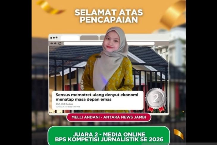 Wartawan Antara Jambi raih juara II kompetisi jurnalistik BPS SE2026