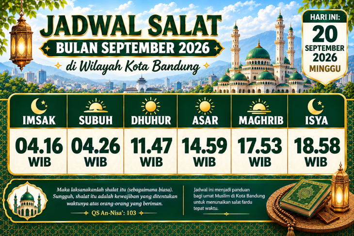 Jadwal Sholat Kota Bandung 20 September 2026