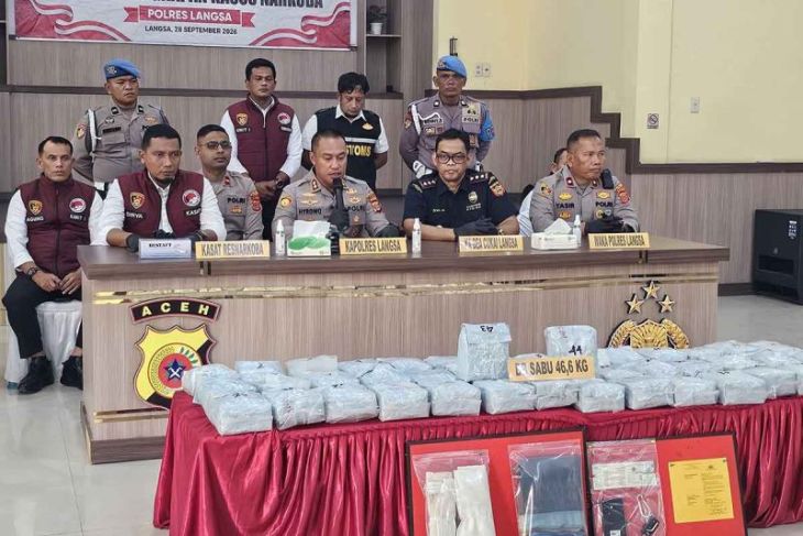 Polres Langsa gagalkan peredaran 46,6 kilogram sabu-sabu