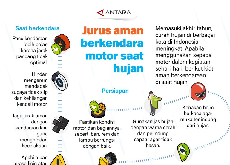 Jurus aman berkendara motor saat hujan