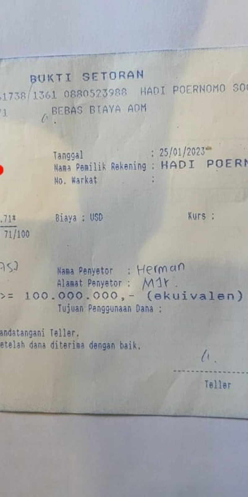 Penasihat hukum terdakwa Herman Budiyono ungkap aliran uang ke pelapor