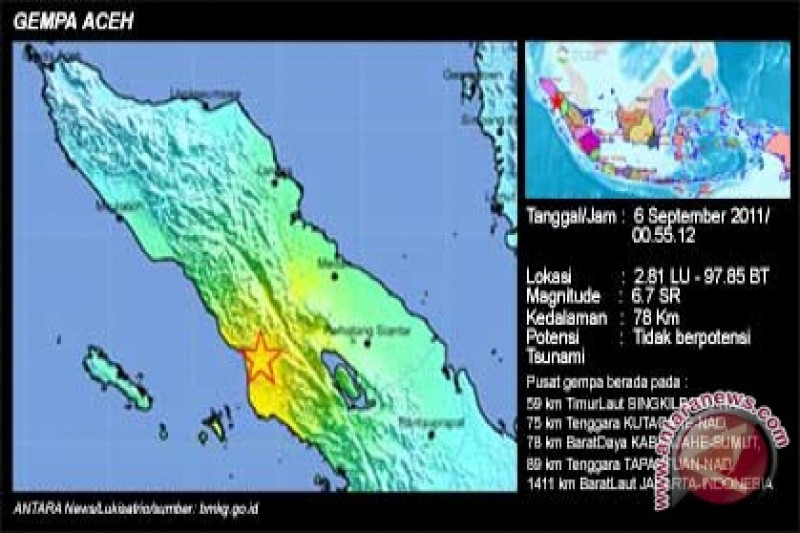 Disaster-affected areas in Aceh with damaged infrastructure