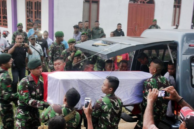 Jenazah prajurit TNI korban penembakan KKB