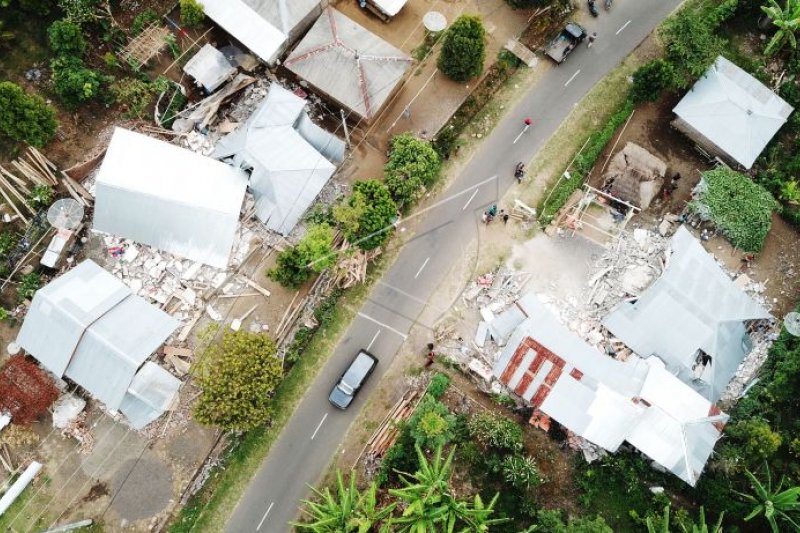 Kerusakan akibat gempa di Lombok