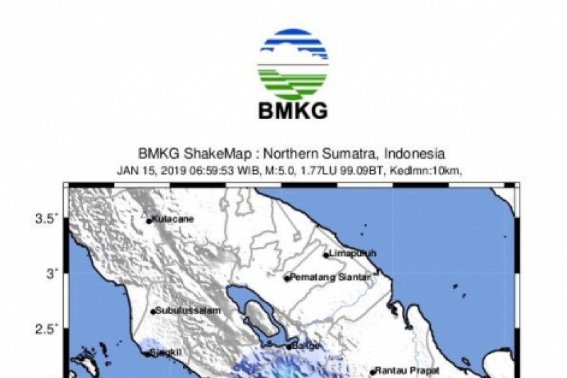 Gempa magnitudo 5,2 di Samudra Hindia pantai barat Sumatera