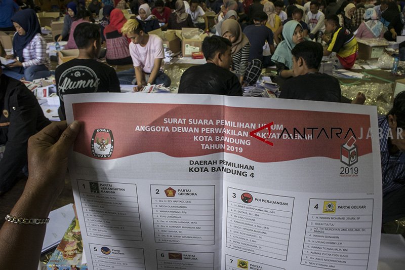 550 orang dilibatkan dalam pelipatan surat suara di KPU Kota Bandung