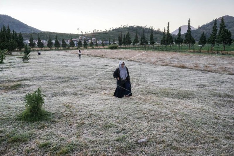 Dieng membeku, suhu minus 7 derajat. Begini penampakannya