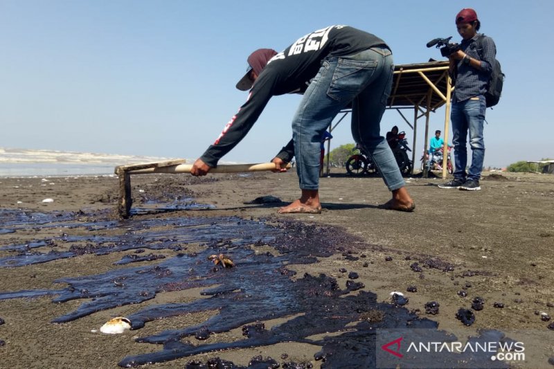 Ratusan warga yang bersihkan limbah minyak di pantai Karawang terserang penyakit