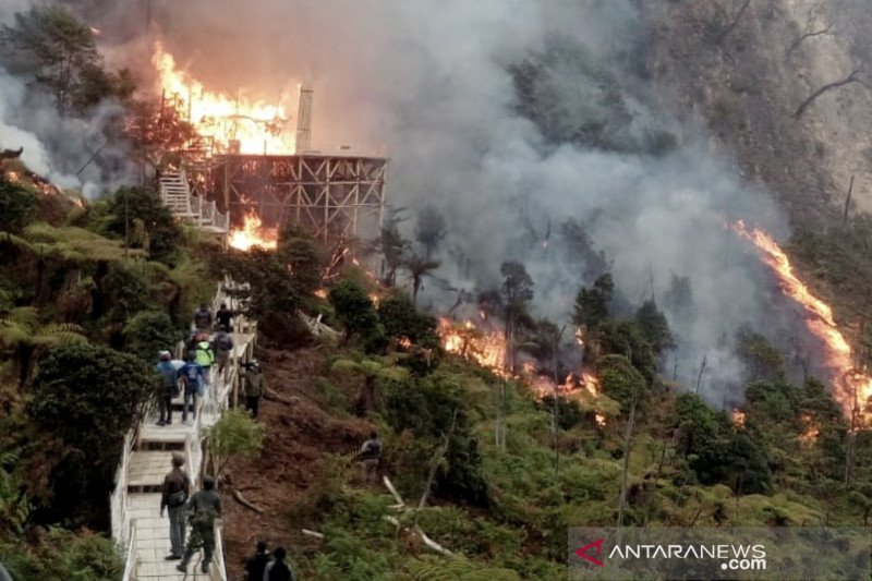 Kawasan objek wisata Kawah Putih Kabupaten Bandung terbakar