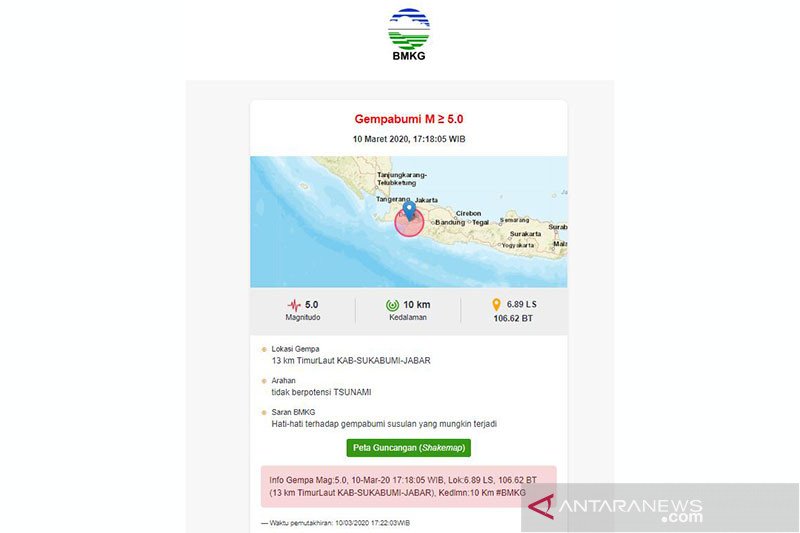 Flash Terasa Di Jakarta Gempa Magnitudo 5 0 Di Sukabumi Antara News