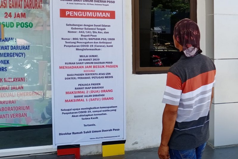 RSUD Poso tutup jadwal besuk cegah corona
