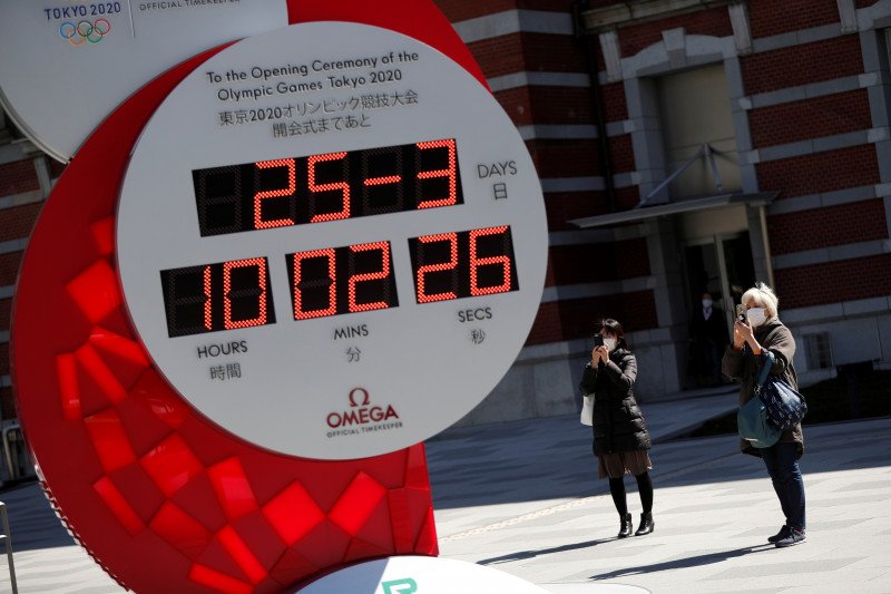 Terkait corona, jam hitung mundur Olimpiade di Stasiun Tokyo berubah