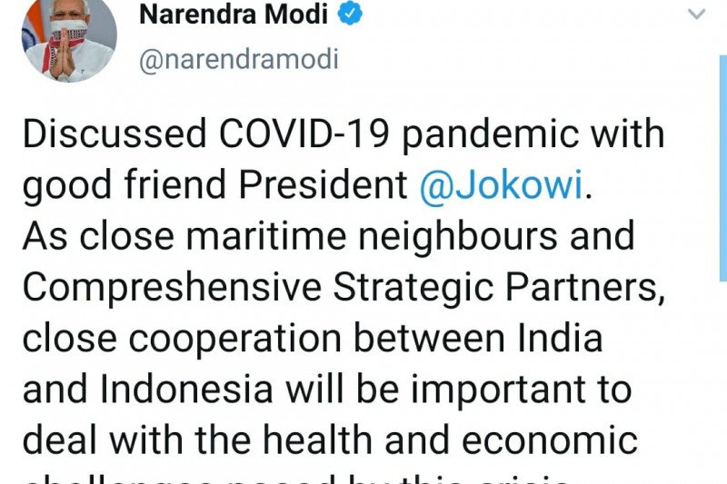 Presiden Jokowi dan PM India bertelepon bahas pandemi COVID-19