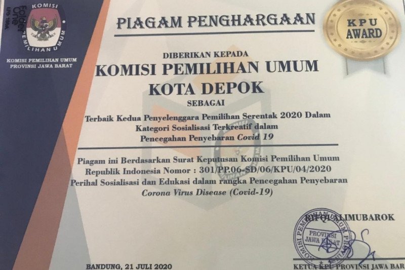 KPU Depok raih tiga penghargaan dari KPU Jabar