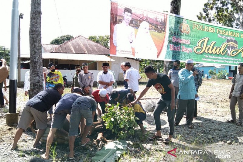 Polisi bagikan 500 kantong daging kurban ke masyarakat Pasaman Barat