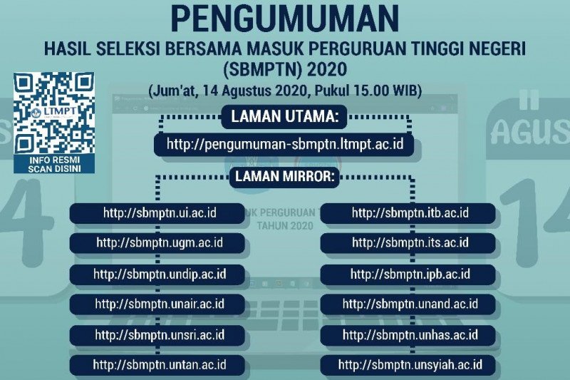 Pengumuman hasil SBMPTN dimajukan pada 14 Agustus