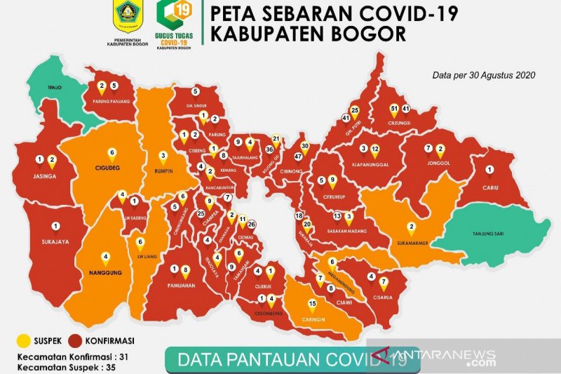 19 pasien positif baru, Kabupaten Bogor catat 31 zona merah