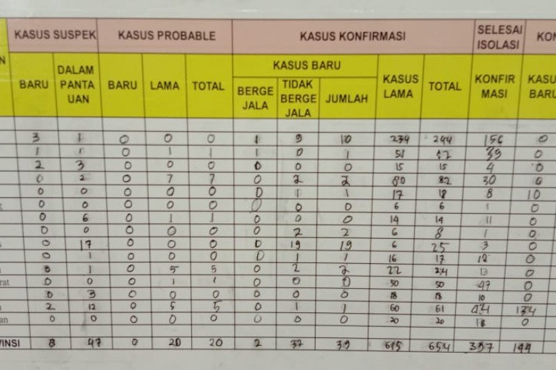 Jumlah kasus COVID-19 di Lampung bertambah 39, totalnya menjadi 654