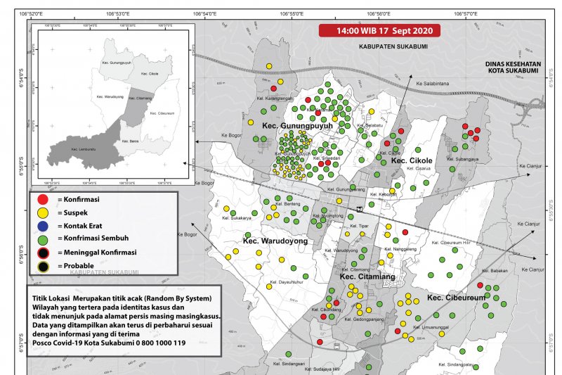 Penyebaran COVID-19 di Kota dan Kabupaten Sukabumi rambah kluster keluarga