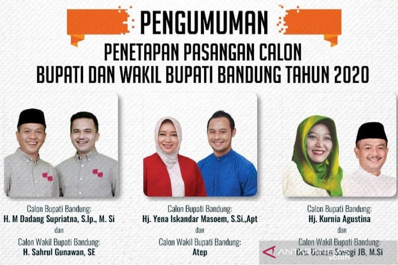 KPU Kabupaten Bandung tetapkan tiga paslon peserta Pilkada 2020
