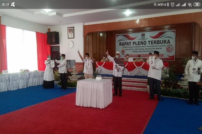 KPU Lakukan Pengundian, Ini Nomor Urut Para Paslon Pilkada Binjai