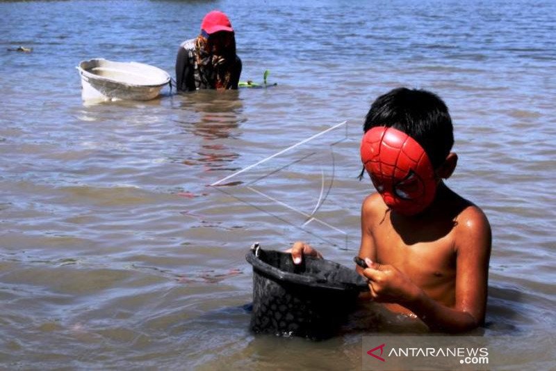 Mencari Kerang Di Sungai Jeneberang Gowa