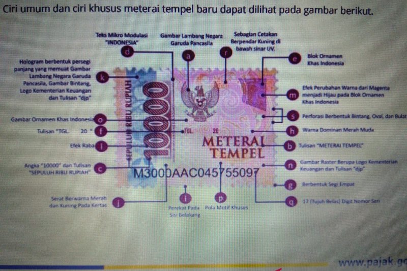 Begini desain meterai baru Rp10.000