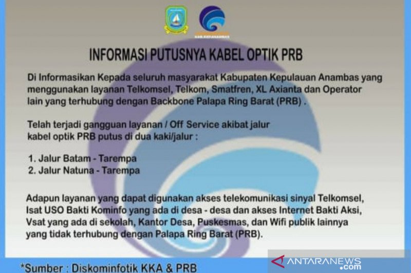 Akibat kabel putus Anambas kehilangan jaringan internet