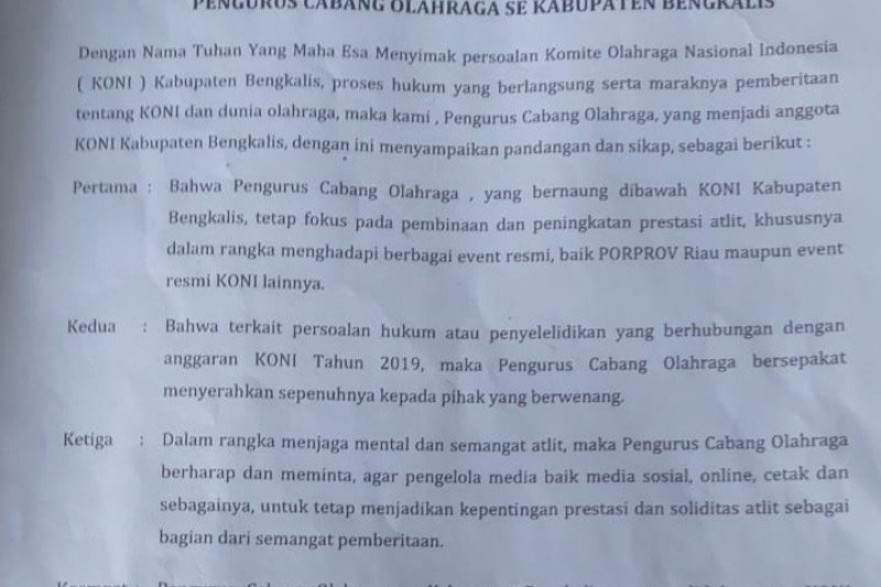 KONI Bengkalis digoyang isu miring, 28 cabor nyatakan soliditasnya