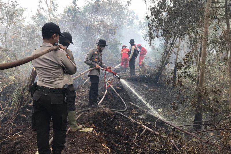 Personil gabungan di Inhil bermalam di hutan untuk padamkan Karhutla