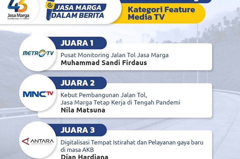 Jasa Marga umumkan pemenang lomba karya jurnalistik rangkaian HUT ke-43