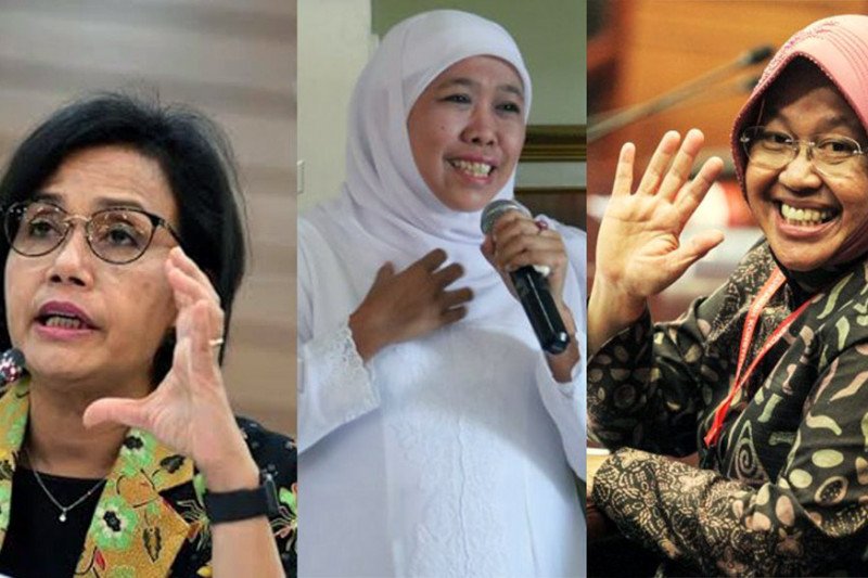 Sri Mulyani, Khofifah, dan Risma, tiga perempuan tervokal di media massa