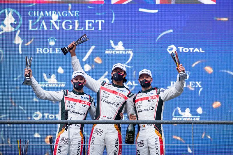 Pebalap Sean Gelael naik podium di WEC Belgia