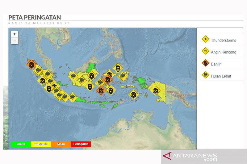 Sejumlah provinsi termasuk Jabar berpotensi hujan lebat disertai angin kencang