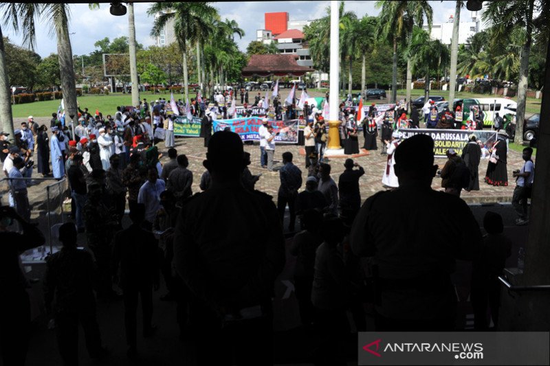 Aksi Palestina dengan ptotokol kesehatan