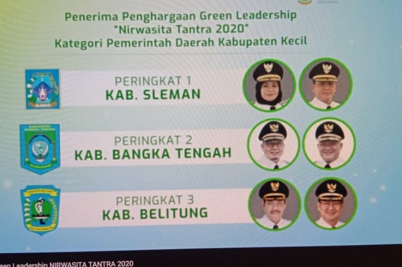 Bupati Sleman meraih penghargaan Green Leadership Nirwasita Tantra 2020