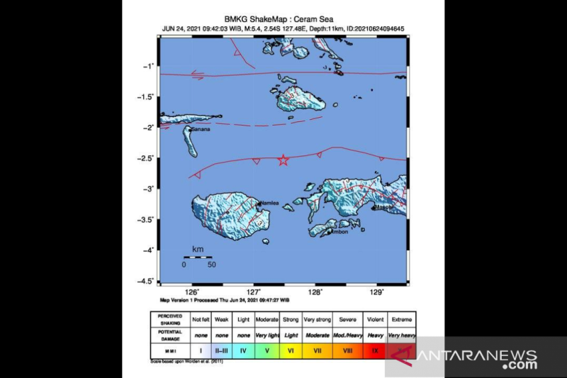 BMKG: Gempa magnitudo 5,4 guncang Maluku